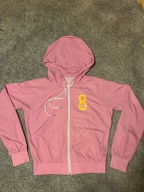 Pink VINTAGE Hooded Zip-Up Jacket with pink/yellow Accents